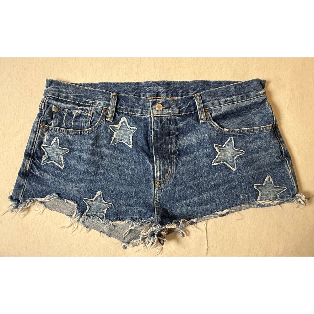 Vintage Ralph Lauren Denim & Supply Distressed Denim Star Patch Shorts
Size 32